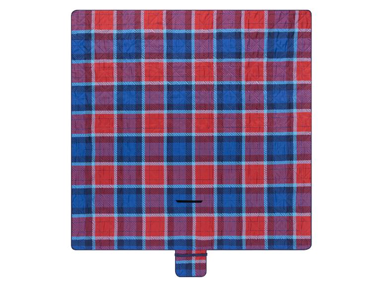 Plaid de pique-nique rouge et bleu à carreaux.