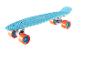Planche à roulettes bleue et orange : un cruiser pour enfants ou adolescents.