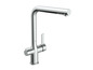Un robinet de cuisine chromé avec un bec extractible de la marque Grohe.