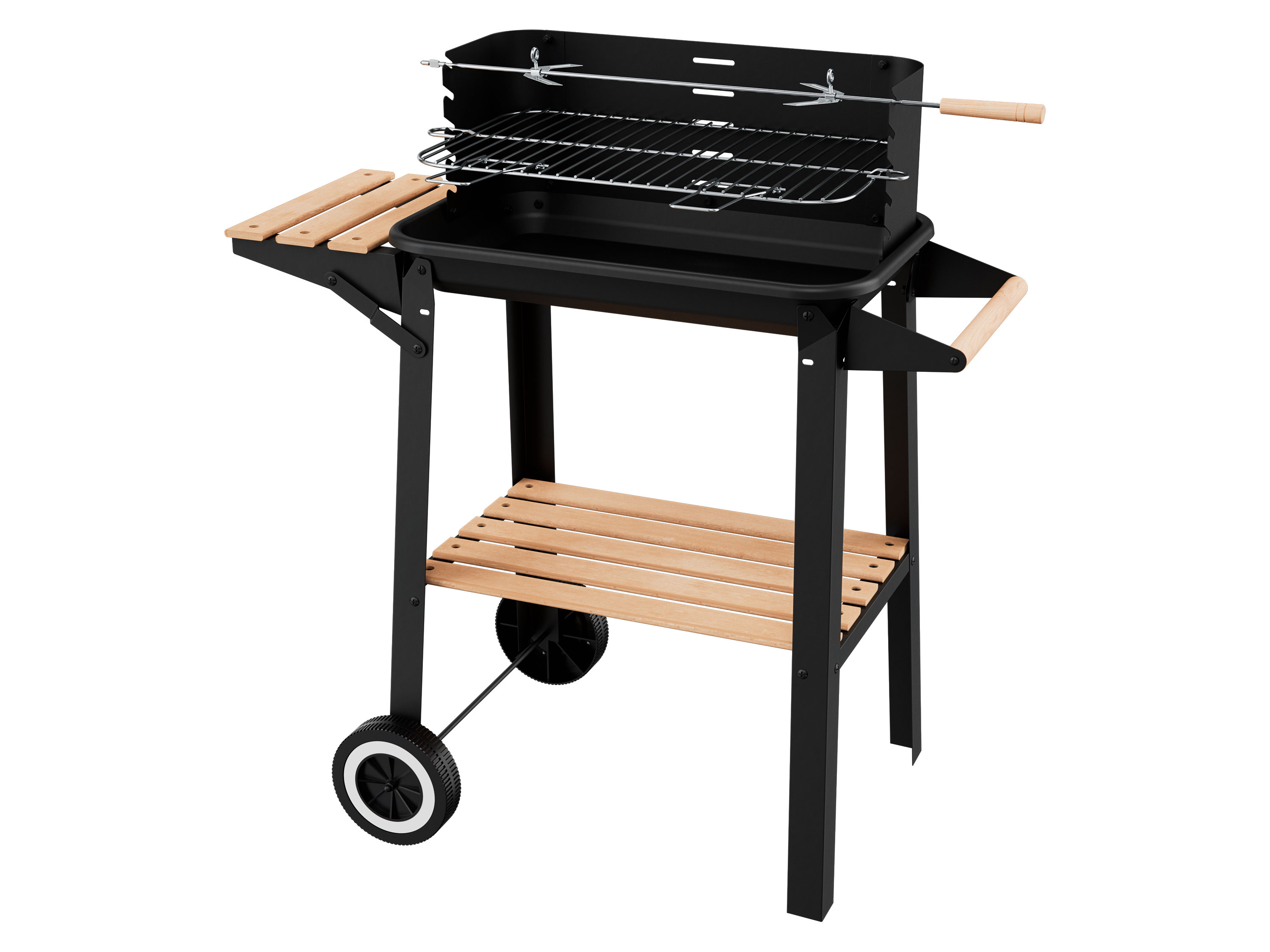 GRILLMEISTER Chariot-grill GGW 84 B1, avec étagère en bois