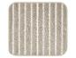 Tapis de bain rectangulaire beige à rayures verticales blanches