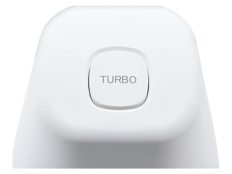 Un bouton blanc avec l'inscription 'TURBO'