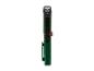 Lampe torche LED verte avec clip et aimant, vue latérale.
