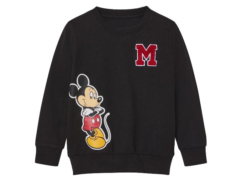 Sweat-shirt noir enfant, Mickey Mouse et lettre M brodée.