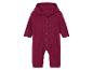 Combinaison bébé bordeaux à capuche.
