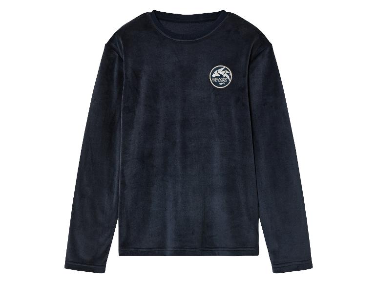 Sweat-shirt bleu marine à manches longues avec logo 'Explore'.