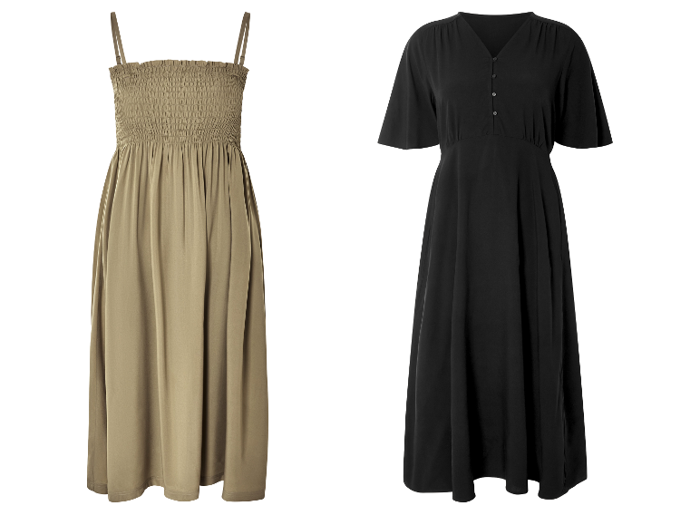 Deux robes longues d'été : une couleur sable et une noire.