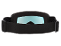 Masque de ski noir avec lentille miroir bleu clair et sangle réglable.