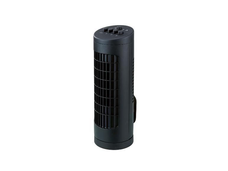 Ventilateur tour noir avec boutons de commande sur le dessus
