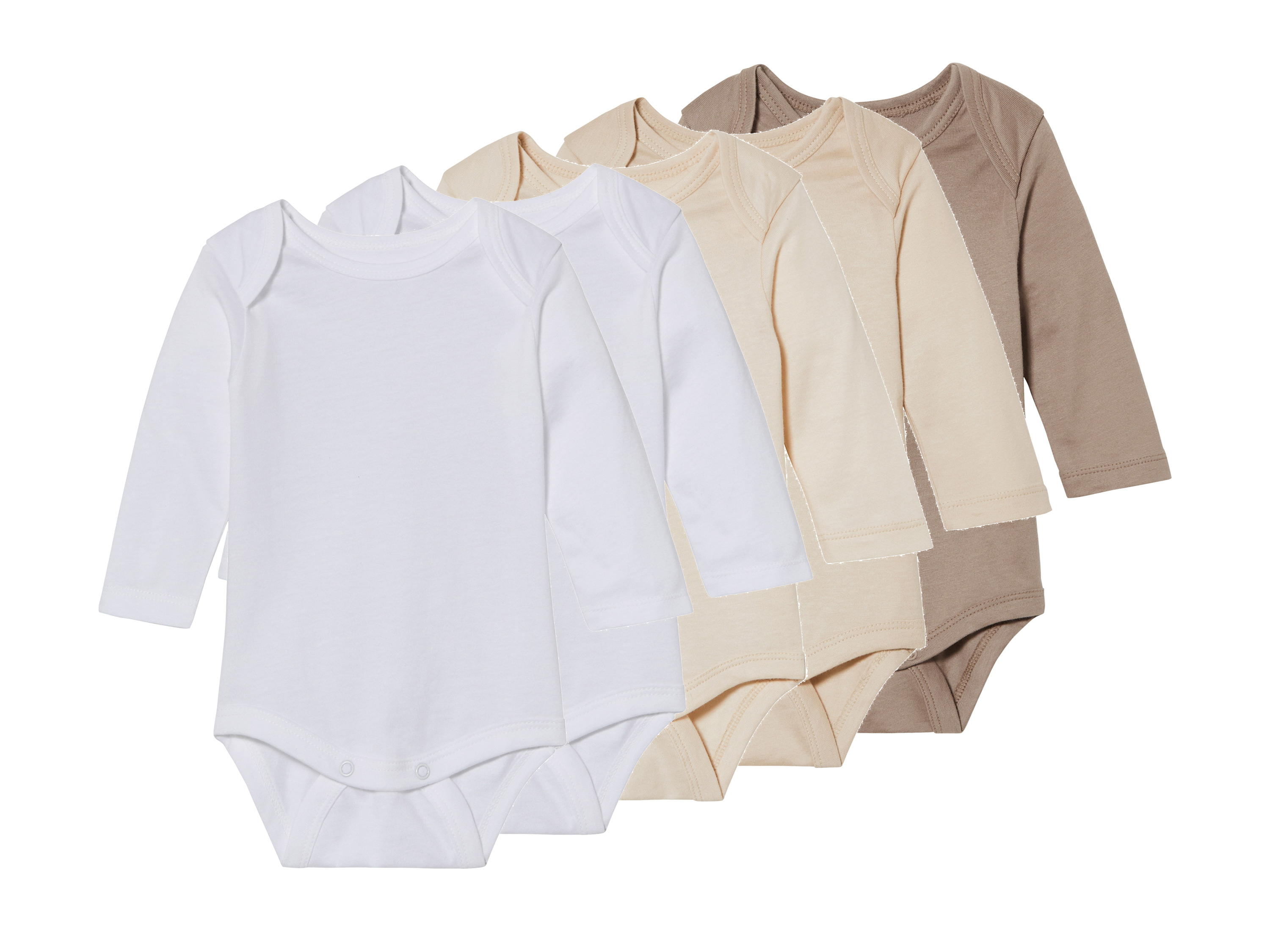 lupilu® Lot de 5 bodies bébé (beige/blanc, 12-24 mois)