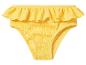 Bas de bikini jaune à volants avec tissu texturé.