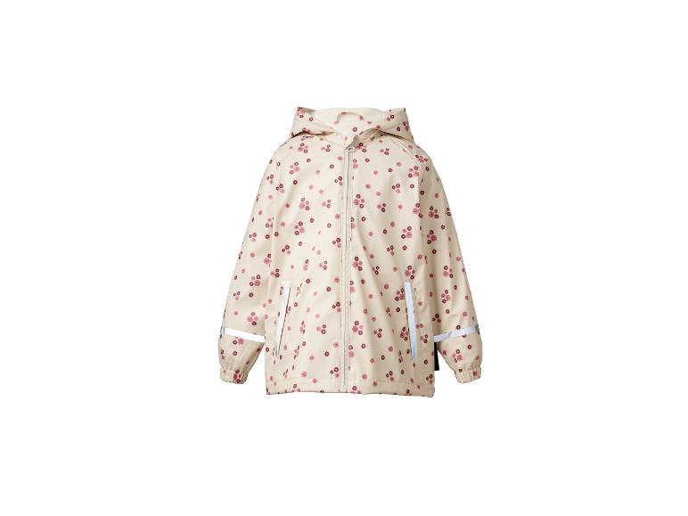 Veste de pluie beige pour enfants avec imprimé floral rose et détails réfléchissants