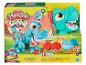 Play-Doh Dino Crew, un jeu avec un T-Rex, des œufs et des outils.