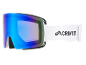 Masque de ski avec verres miroirs bleus et sangle blanche avec logo noir