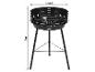 Barbecue au charbon noir d'un diamètre de 33 cm et d'une hauteur de 54 cm.