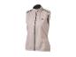 Gilet de course léger sans manches beige avec fermeture éclair noire et détails réfléchissants