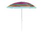 Parasol de plage rayé coloré avec un mât blanc