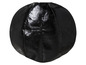 Une jupe en cuir noire de forme ronde.