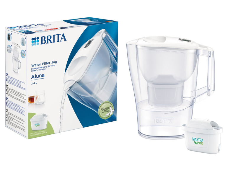 Une carafe filtrante à eau Brita Aluna avec un filtre Maxra Pro