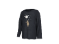 T-shirt noir à manches longues avec un ours tenant un ballon lune et des étoiles.