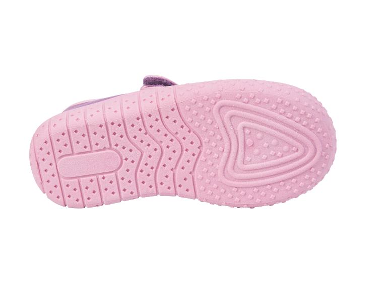 Semelle de chaussure pour enfant rose avec motif antidérapant.