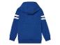 Sweat-shirt à capuche bleu pour enfant, détails blancs.