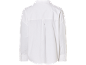Vue arrière d'une chemise blanche à manches longues avec col et plis.