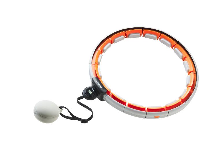 Cerceau de hula hoop intelligent avec compteur numérique et poids attaché.