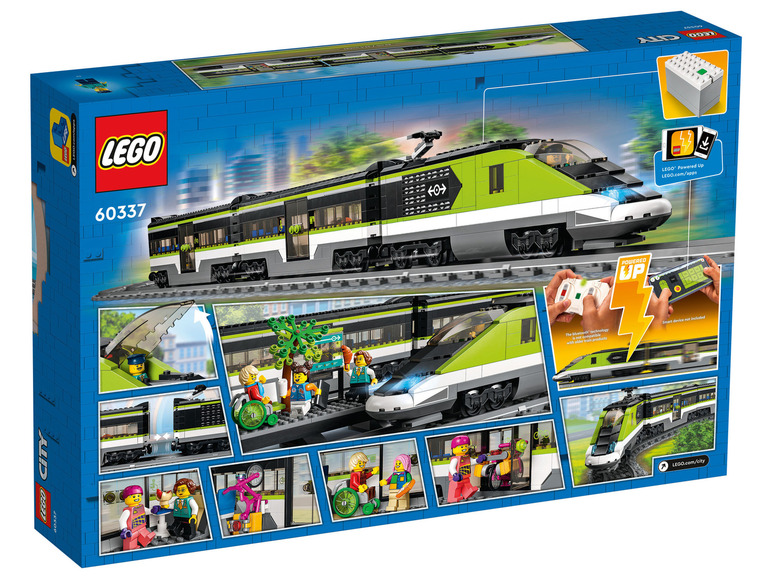 Ensemble de train LEGO City avec un train à grande vitesse vert contrôlé par une application
