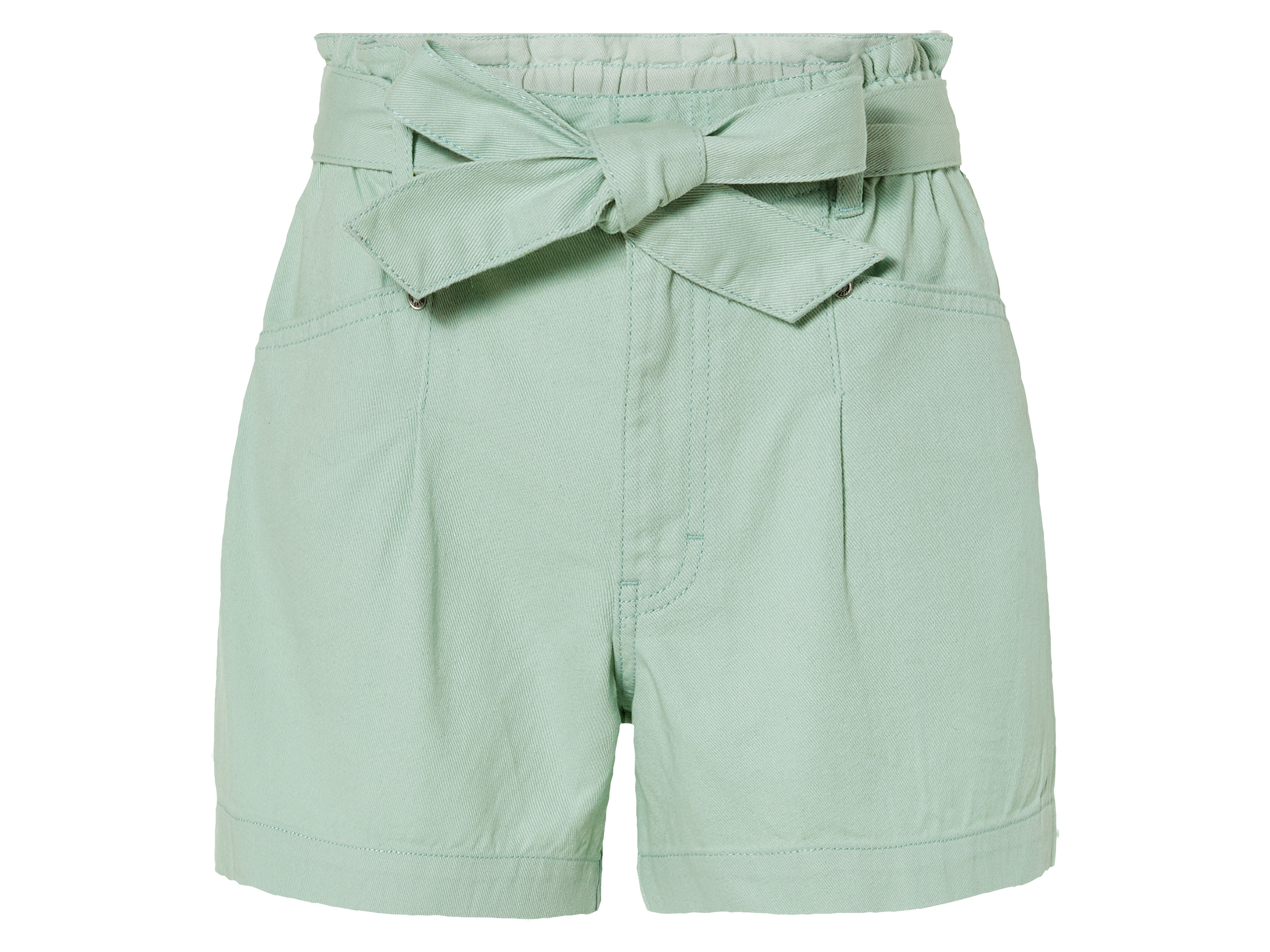 esmara® Short en jean paperbag femme (vert menthe)