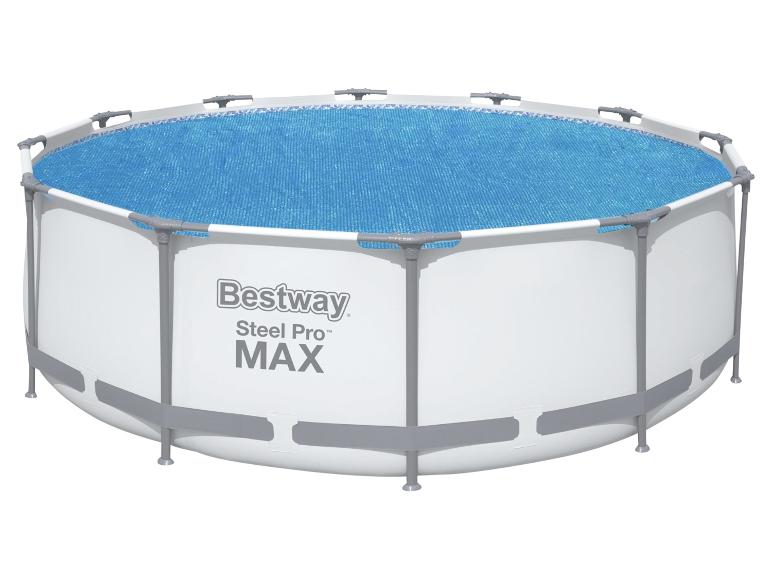Piscine Bestway Steel Pro MAX avec bâche bleue.