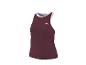 Débardeur de sport bordeaux pour femme avec bordure blanche et logo.