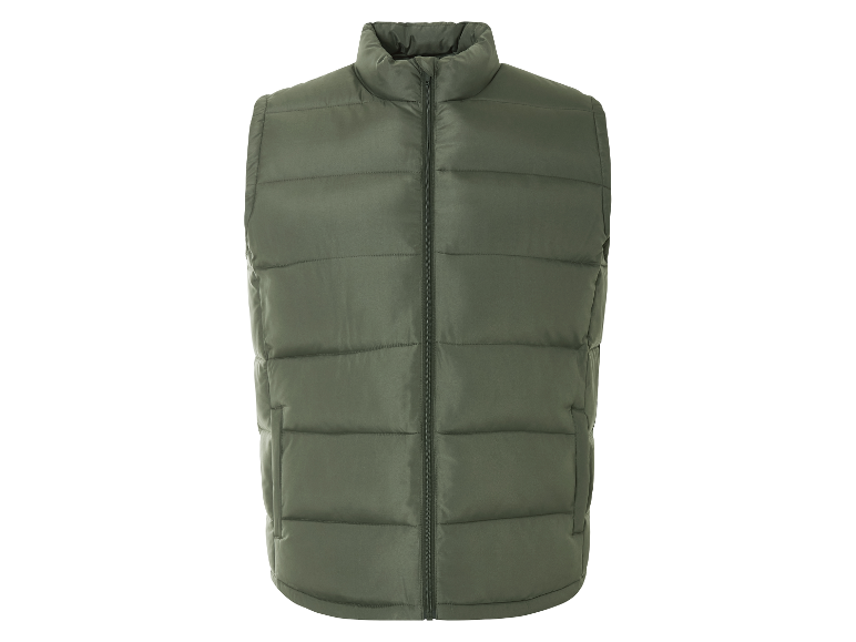 Gilet matelassé vert pour homme, fermeture éclair.