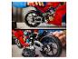 Deux images d'une moto LEGO Technic Ducati Panigale V4 R rouge, l'une en construction et l'autre avec la roue qui tourne.