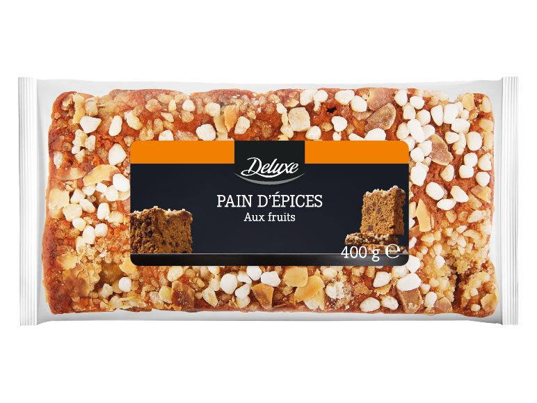 Pain d'épices aux fruits, emballage de 400g.