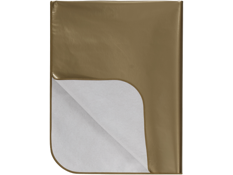 Couverture imperméable marron avec doublure intérieure blanche, pliée pour montrer les deux côtés.