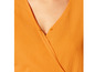 Détail d'un chemisier orange à boutons.
