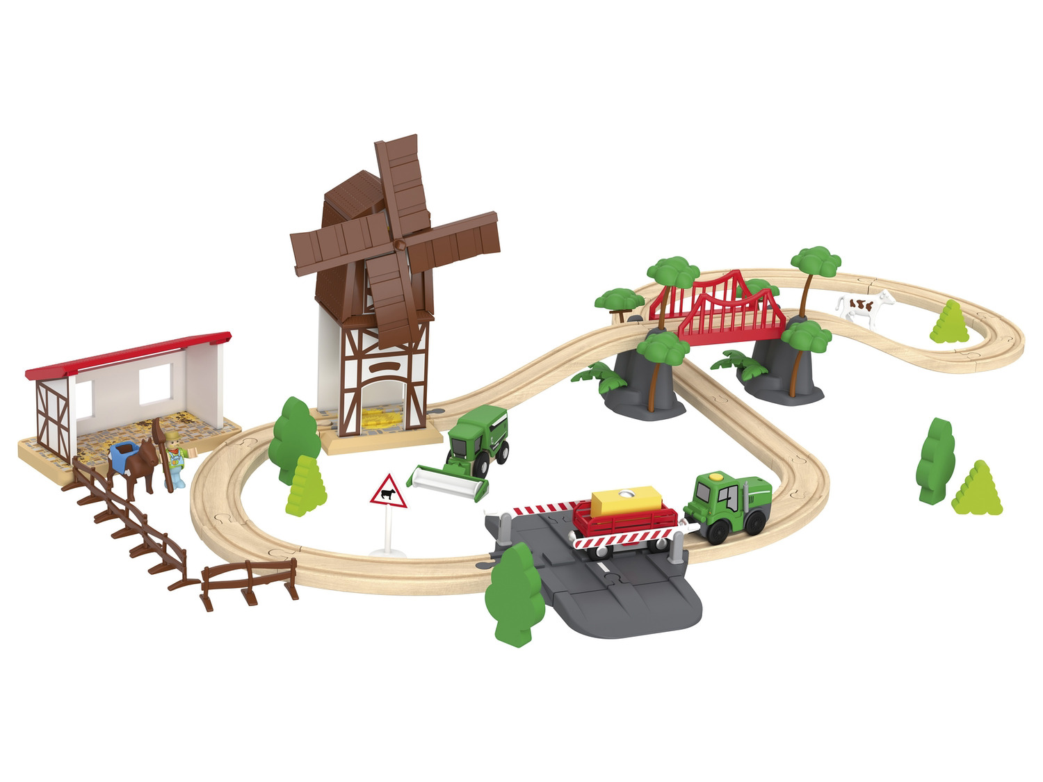 Playtive Set de chemin de fer et station-service en bo…