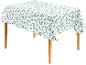 Nappe de Noël avec motif de houx et branches de sapin sur fond blanc.