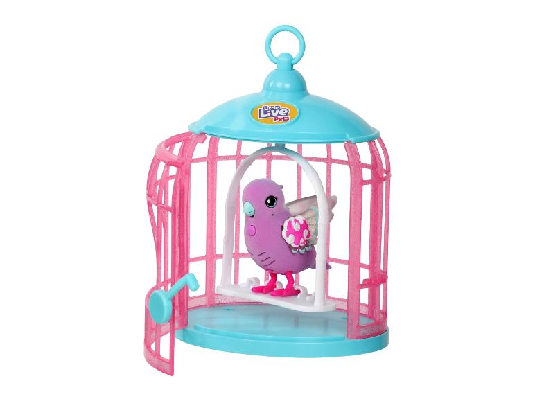 Une cage à oiseaux rose pailletée de Little Live Pets.