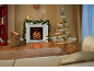 Salon décoré pour Noël avec cheminée, arbre calendrier de l'Avent et mobilier confortable.