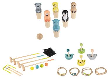 lupilu® Jeu de quilles animaux ou Jeu de croquet ou Jeu de lancer d'anneaux animaux