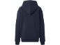 Dos d'un sweat à capuche bleu foncé.