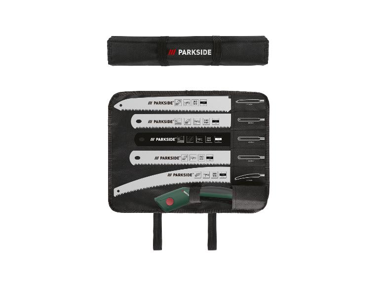Ensemble de lames de scie Parkside avec différentes lames et étui.