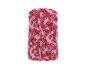Robe rose à motifs de feuilles de palmier rouges.