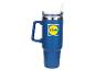 Gobelet isotherme bleu Lidl avec paille.