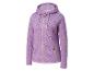 Un sweat à capuche violet avec un motif géométrique.