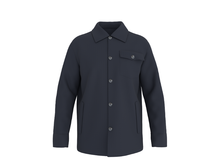 Surchemise pour homme bleu foncé avec manches longues et boutons.