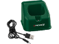 Station de charge verte avec un câble USB noir