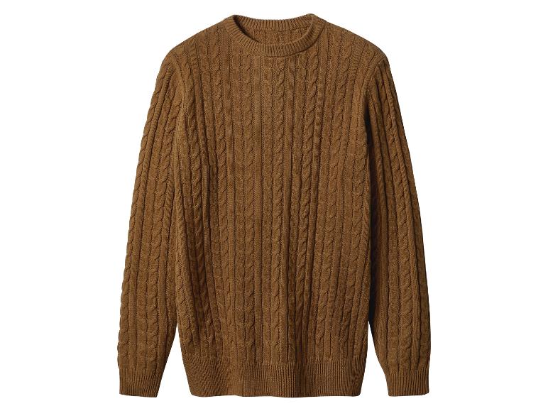 Pull marron en tricot torsadé